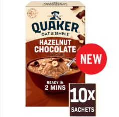 QUAKER OAT SO SIMPLE HAZELNUT CHOCOLATE 10SACHETS 365GX1